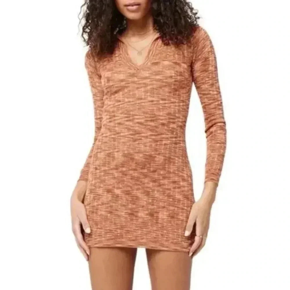 L*SPACE Aria Knit Mini Dress in Sahara Size XL NWT